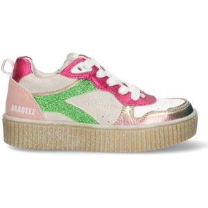 Braqeez - 425230-996 - Lage Sneakers - Roze - Leer - Vetersluiting