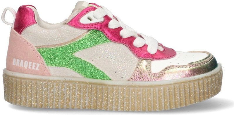 Braqeez - 425230-996 - Lage Sneakers - Roze - Leer - Veters