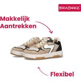 Braqeez leren sneakers beige/zwart