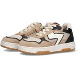 Braqeez leren sneakers beige/zwart
