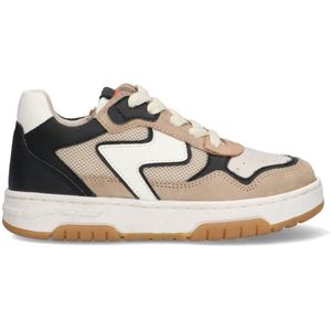Braqeez - 425249-408 Sneakers - Beige/Wit/Zwart - Nubuck - Veters