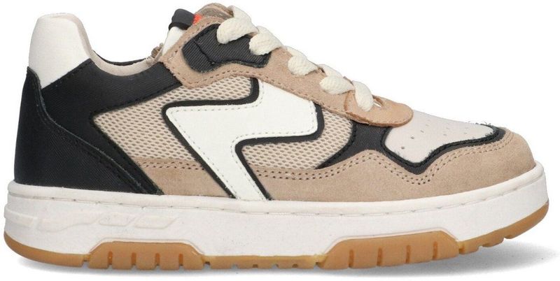 Braqeez leren sneakers beige/zwart