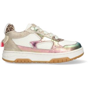 Braqeez - 425248-996 - Lage Sneakers - Goud/Roze/Wit - Leer - Veters