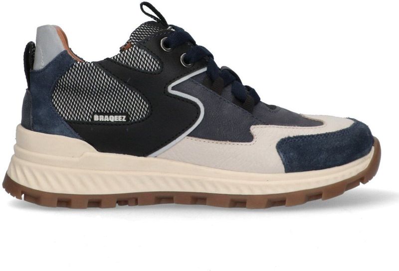 Braqeez - Rebel Rock - Leren Sneakers - Donkerblauw