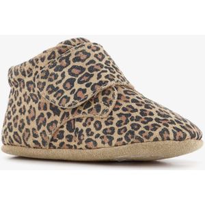 Groot - Leren Babyschoenen - Bruin Beige - Panterprint - Uitneembare Zool