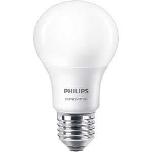 PHILIPS - LED Lamp - SceneSwitch 827 A60 - E27 Fitting - Dimbaar - 1.6W-7.5W - Warm Wit 2200K-2700K