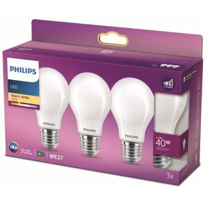 Philips energiezuinige LED Lamp Mat - 40 W - E27 - warmwit licht - 3 stuks - Bespaar op energiekosten