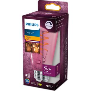 Philips LED-lamp Edison - Extra Warmwit licht - E27 - 25 W - Roze - Dimbaar - Energiezuinig - Filamentlamp