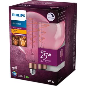 2x Philips LED lamp E27 | Globe G200 | Filament | Roze | 1800K | Dimbaar | 4.5W (25W)