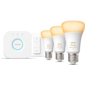 Philips Hue Starterkit - Slimme Verlichting - 3 Lampen - E27 - 1100lm - 1 Dimmer Switch