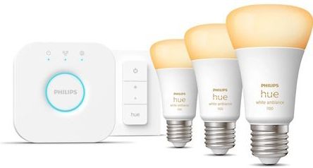 Philips Hue Starterkit - Slimme Verlichting - 3 Lampen - E27 - 1100lm - 1 Dimmer Switch