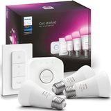 Philips Hue White & Color Starter Pack E27 met 3 lampen, dimmer + Bridge