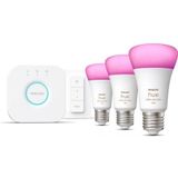 Philips Hue Starterkit - Wit en Gekleurd - 3 Lampen - E27 - 1100lm - 1 Dimmer Switch