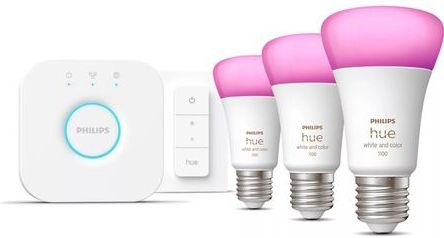 Philips Hue Starterkit - Wit en Gekleurd - 3 Lampen - E27 - 1100lm - 1 Dimmer Switch