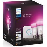 Philips - Hue Starterkit - Slimme Verlichting - Wit en Gekleurd Licht - 2 x 9W - E27 - 1100lm