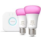 Philips - Hue Starterkit - Slimme Verlichting - Wit en Gekleurd Licht - 2 x 9W - E27 - 1100lm