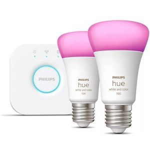 Philips - Hue Starterkit - Slimme Verlichting - Wit en Gekleurd Licht - 2 x 9W - E27 - 1100lm