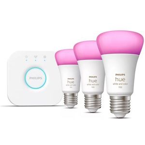 Philips Hue - Starterkit - Slimme Verlichting - Wit en Gekleurd - 3 Lampen - E27