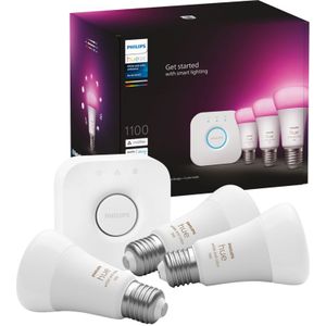 Philips Hue Starterkit - Wit En Gekleurd - 3 Lampen - E27 - 1100lm | Slimme verlichting