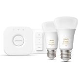Philips - Hue Starterkit - Warm tot Koelwit Licht - 2 Lampen - E27 - 1100lm - 1 Dimmer Switch