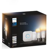 Philips - Hue Starterkit - Warm tot Koelwit Licht - 2 Lampen - E27 - 1100lm - 1 Dimmer Switch