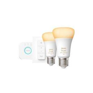 Philips Hue starterkit - warm tot koelwit licht - 2 lampen - E27 - 1100lm - 1 dimmer switch