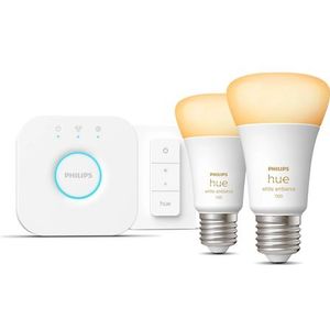 Philips - Hue Starterkit - Warm tot Koelwit Licht - 2 Lampen - E27 - 1100lm - 1 Dimmer Switch
