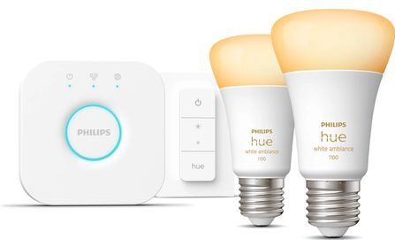 Philips - Hue Starterkit - Warm tot Koelwit Licht - 2 Lampen - E27 - 1100lm - 1 Dimmer Switch