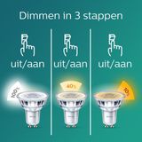 Philips LED lamp GU10 - 50W 355Lm -reflector sceneswitch 3standen - doos met 2 stuks