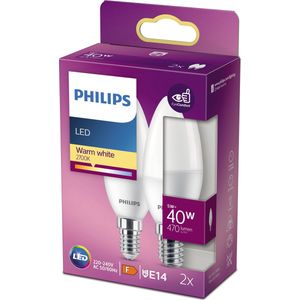 Philips LED lamp | E14 | Kaars | 2700K | 5W (40W) 2 stuks