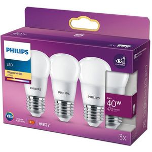 Philips LED lamp E27 | Kogel P45 | 2700K | 5W (40W) | 3 stuks