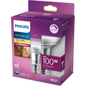 6x Philips LED lamp E27 | Reflector R80 | 2700K | Dimbaar | 9W (100W)