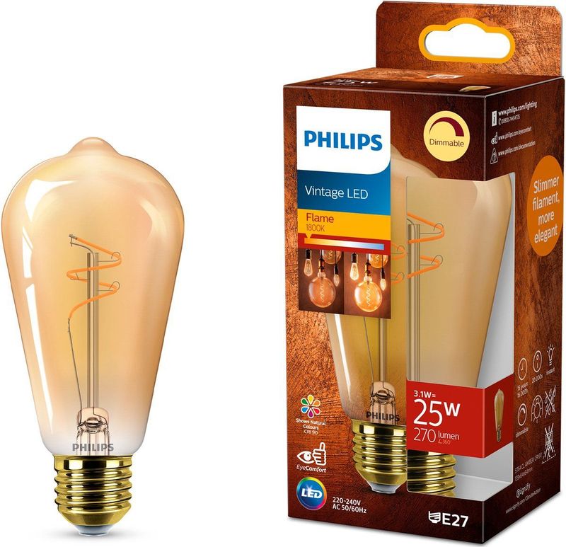 Philips - LED Oogcomfort - Decoratieve LED-lamp ST64 - Vlamkleurige kleurtemperatuur