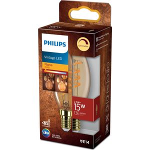 6x Philips LED lamp E14 | Kaars B35 | Vintage | Goud | 1800K | Dimbaar | 2.5W (15W)