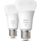 Philips Hue Slimme Lichtbron E27 Duopack - zachtwit licht - 9W - Bluetooth - 2 Stuks