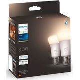 Philips Hue Slimme Lichtbron E27 Duopack - zachtwit licht - 9W - Bluetooth - 2 Stuks