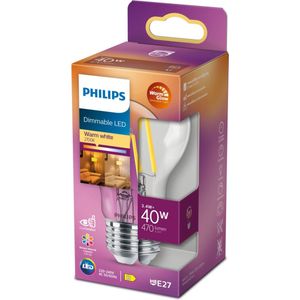 Philips LED-lamp - Warmwit licht - E27 - 40 W - Dimbaar - Energiezuinige LED-verlichting - Filament lamp