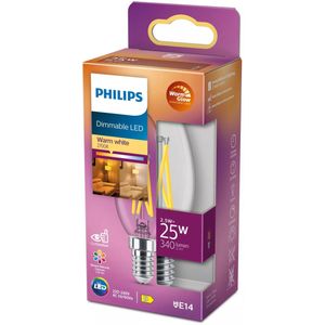 Philips - Led Classic 25W B35 E14 - Dimbare Warmwitte LED - Helder Glas
