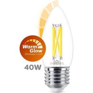 6x Philips LED lamp E27 | WarmGlow | Kaars B35 | Filament | 2200-2700K | 3.4W (40W)