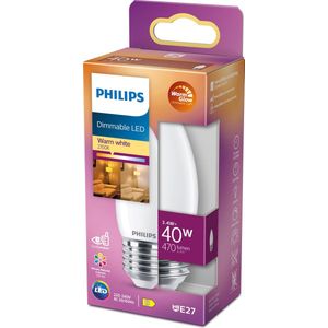 Philips LED lamp E27 | WarmGlow | Kaars B35 | Mat | 2200-2700K | 3.4W (40W)