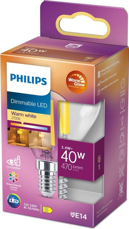 Philips - Led Cl P45 Cl Wgd - LED Kogel Helder - E14 - 40 Watt