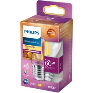 LED Kogellamp Transparant 60W E27 Dimbaar Warm Wit Licht