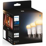 Philips Hue - E27 Lichtbronnen - Wit - 3 Stuks - Hue White Ambiance
