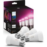 Philips Hue Lampen - Wit en Gekleurd Licht - LED - E27 - 6,5W - 806 Lumen - 4 Stuks