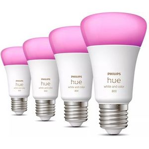 Philips - Hue Lampen - LED - Wit en Gekleurd Licht - E27 - 4 Stuks