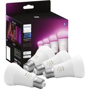 Philips Hue lampen - wit en gekleurd licht - LED - E27 - 6,5W - 806 Lumen - 4 stuks