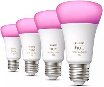 Philips - Hue Lampen - LED - Wit en Gekleurd Licht - E27 - 4 Stuks