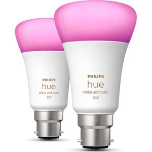 PHILIPS Hue White & Color Ambiance - 10W slimme LED-lamp - B22 - Bluetooth compatibel - Pak van 2