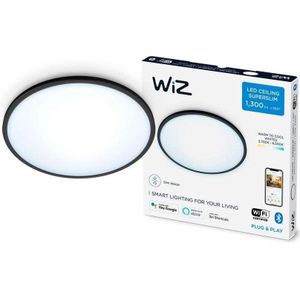 WiZ Plafonniere SuperSlim Zwart - Slimme LED-Verlichting - Warm- Tot Koelwit Licht