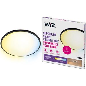 WiZ Plafondlamp SuperSlim - Diameter: 30 cm - Warm- tot Koelwit Licht - Slimme LED Verlichting - Geïntegreerde LED - 16W - Zwart - Wi-Fi